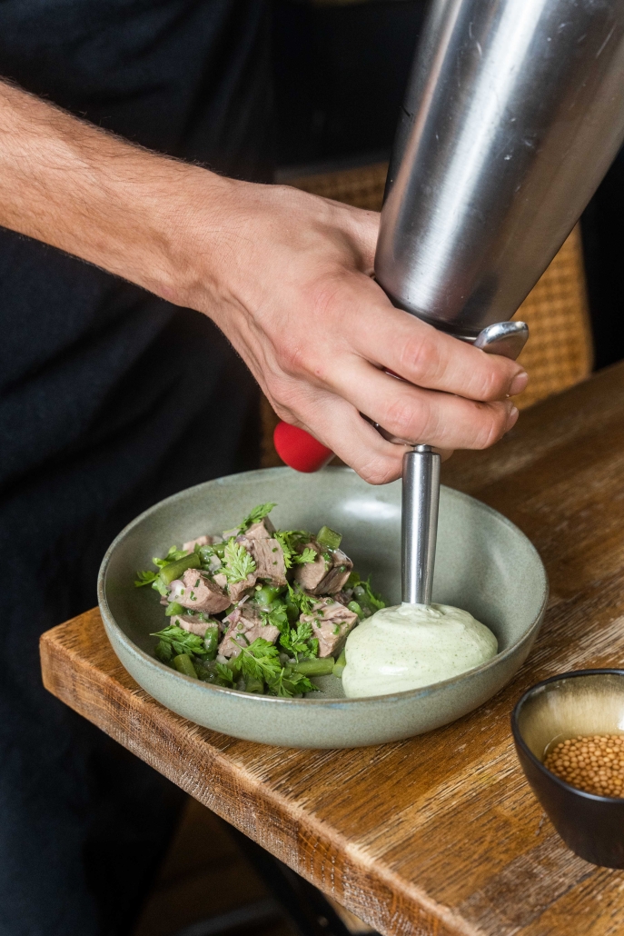 Langue de boeuf espuma gribiche