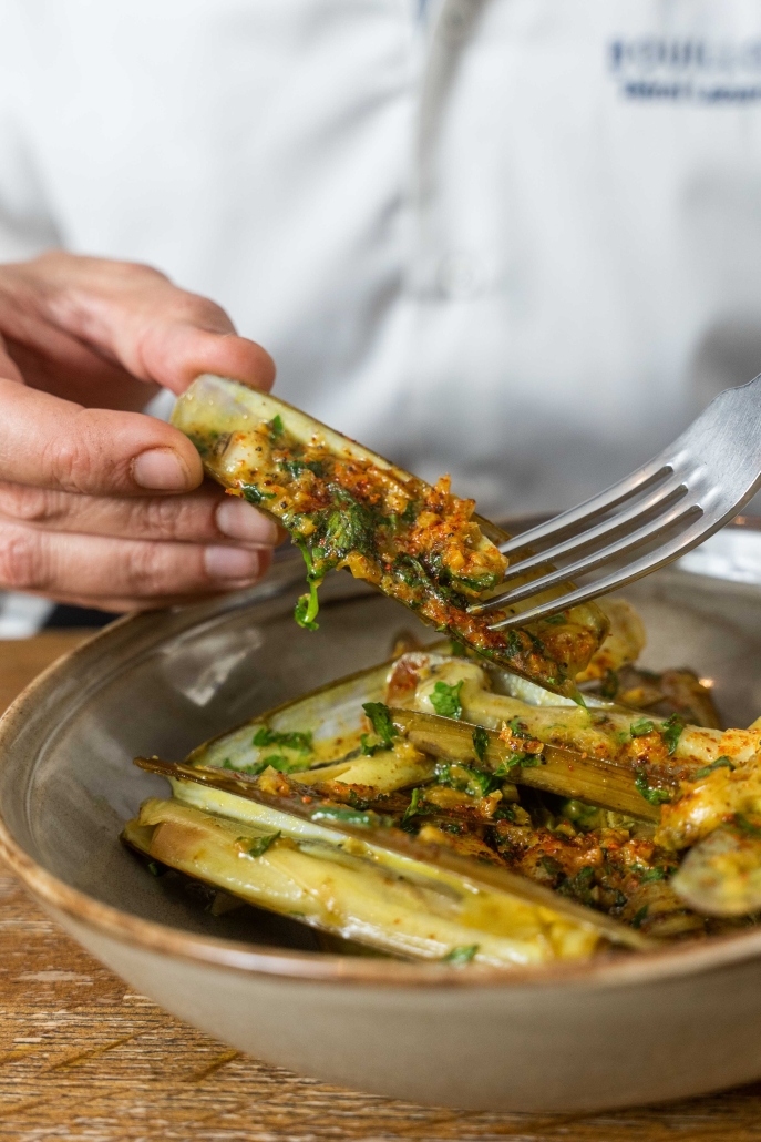 Poêlée de couteaux au gingembre